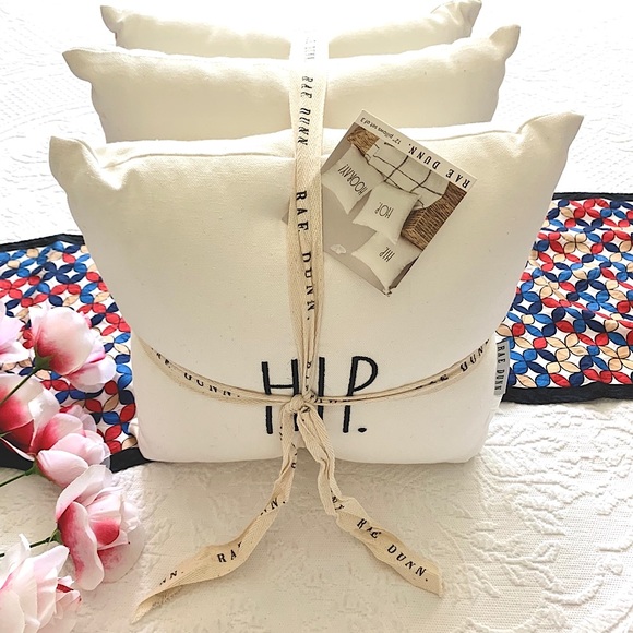 NWT RAE DUNN 12” Pillow Set 3 Hip Hop Hooray DECOR - Picture 1 of 12